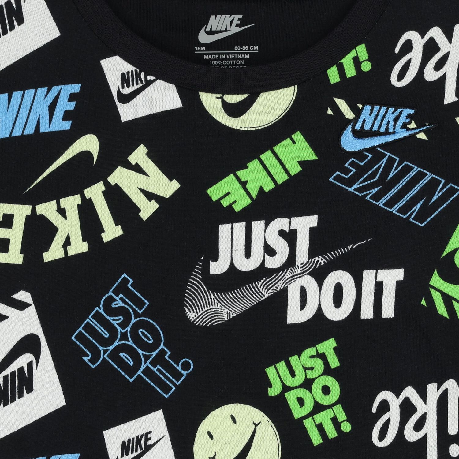 طقم شورت اولاد بالشعار باللون الازرق والاسود , 1, hi-res