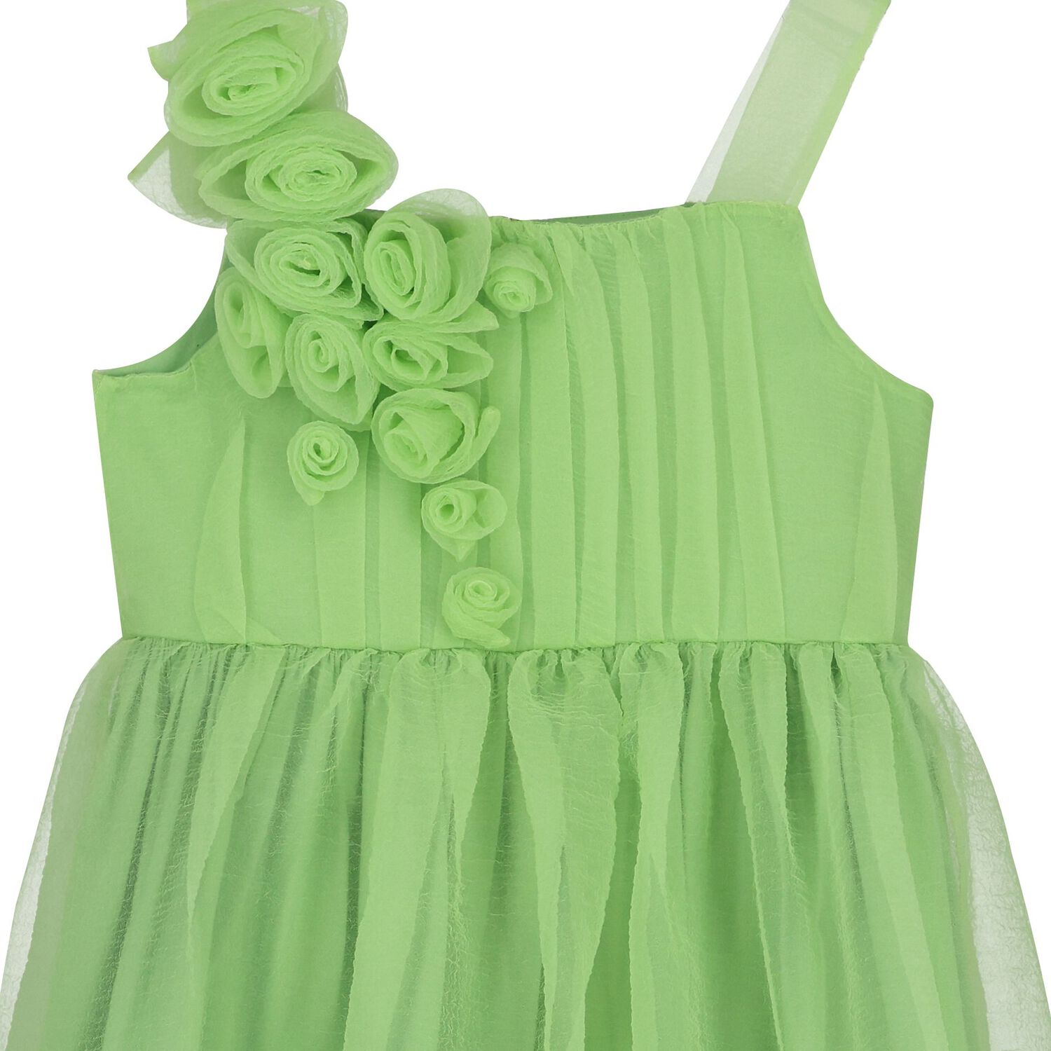 Girls Green Tiered Dress, 1, hi-res