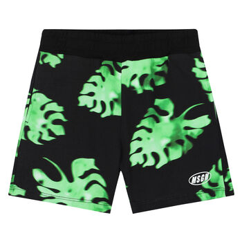 Boys Black & Green Logo Shorts