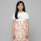 Girls Ivory & Pink Butterflies Logo Dress, 2, hi-res