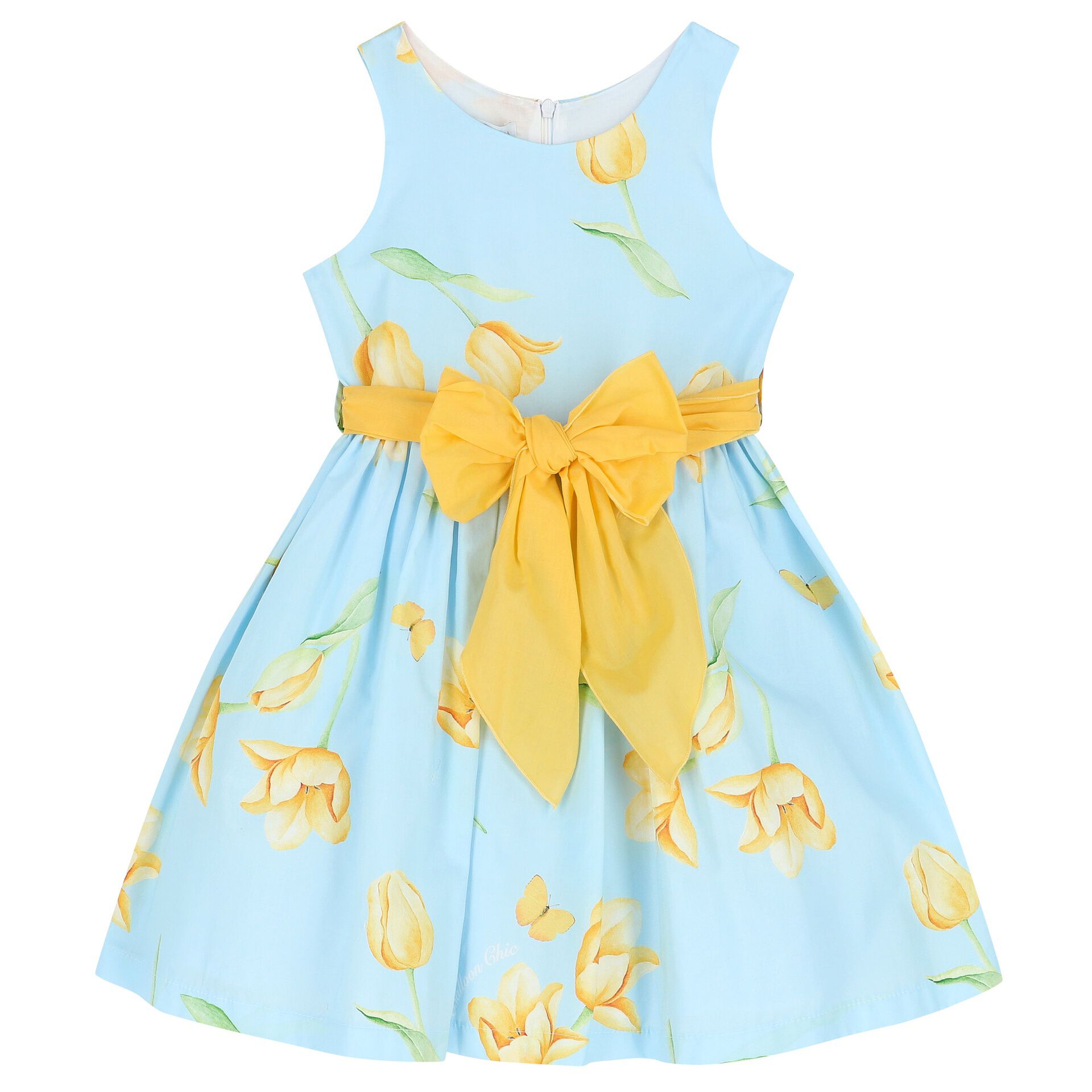 Yellow cheap blue dress
