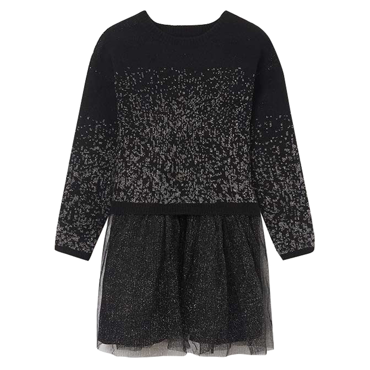 طقم فستان باللون الأسود الامع, 1, hi-res