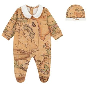 Ivory & Beige Geo Map Babygrow Gift Set