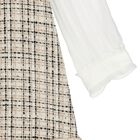 Girls Beige & White Tweed Pinafore Dress, 1, hi-res