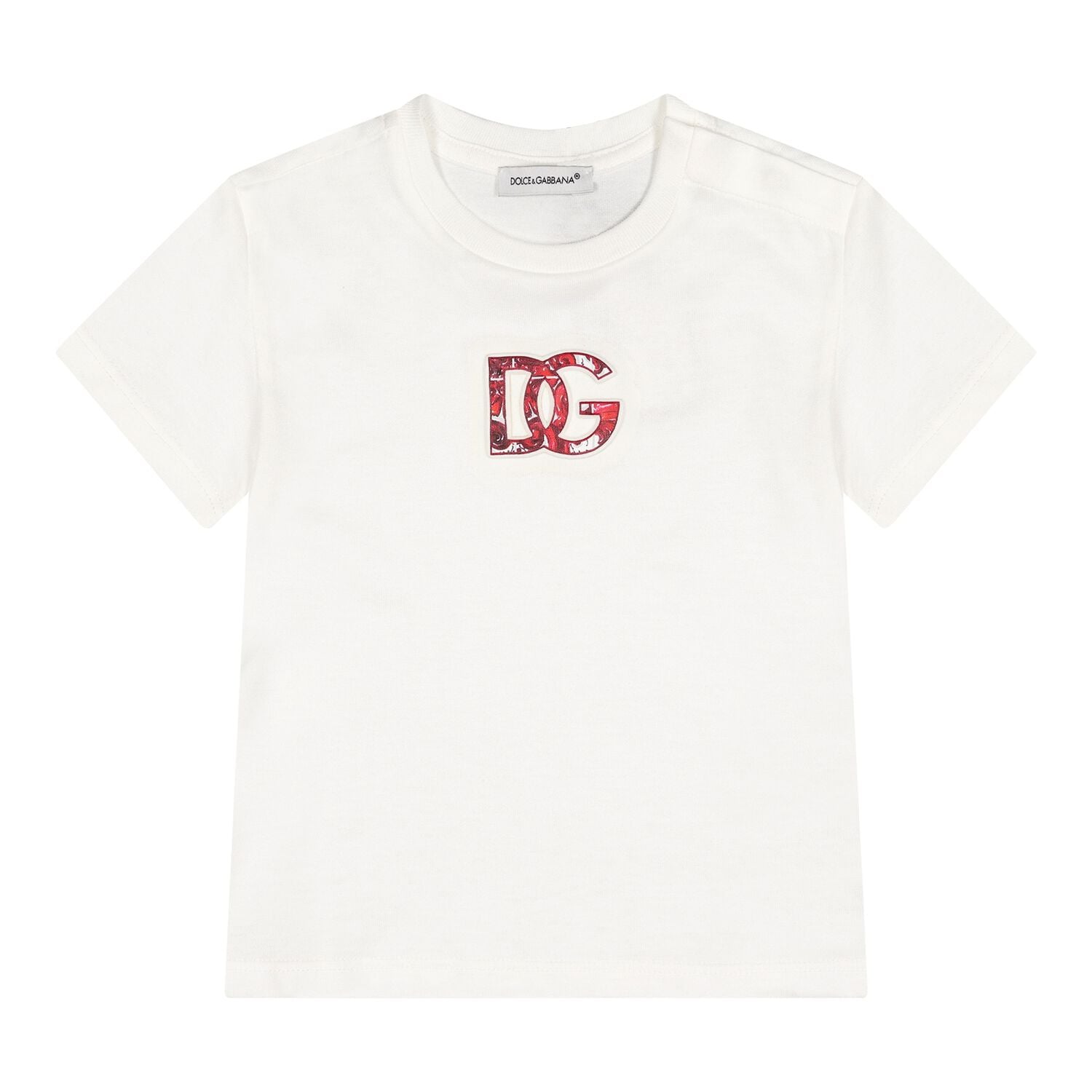 White & Red Majolica Embossed Logo Baby T-Shirt, 1, hi-res
