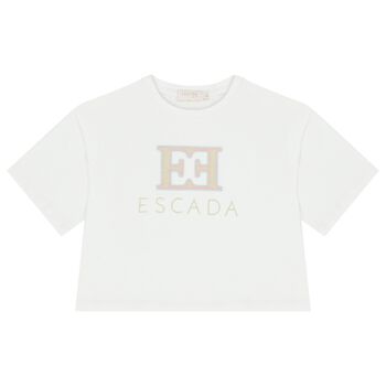 تيشيرت بنات بالشعار باللون الابيض 