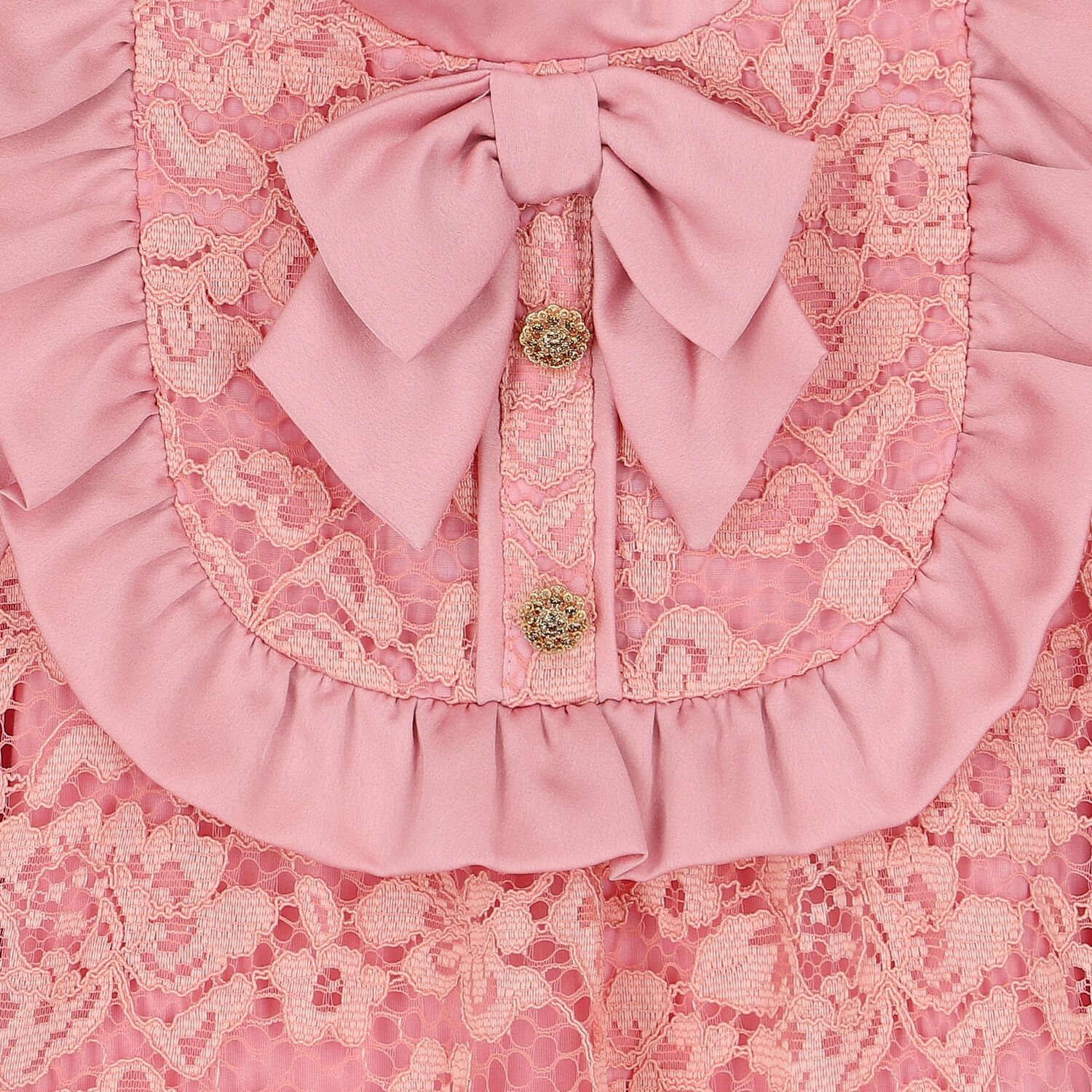 Girls Pink Satin & Lace Dress, 1, hi-res image number null