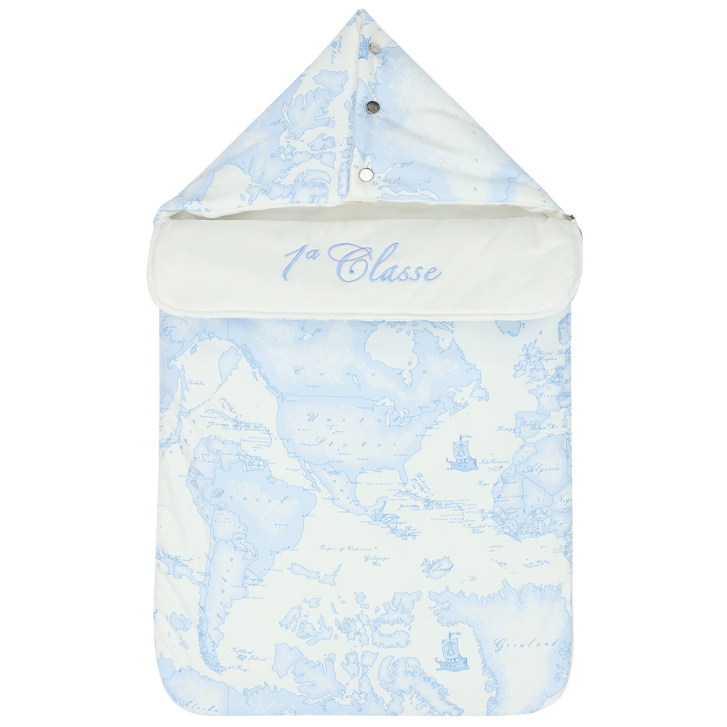 مدس بطبعة خريطة باللون الأزرق والعاجي, 2, hi-res