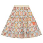 Girls Blue Logo Tiered Skirt, 1, hi-res