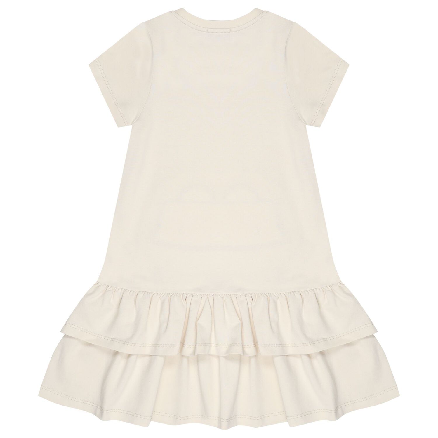 Girls Beige Faux Fur Bag Logo Dress, 1, hi-res