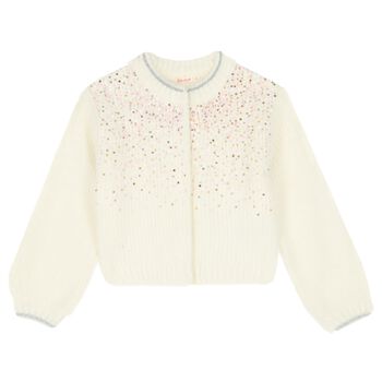 Girls Ivory Sequin Knit Cardigan