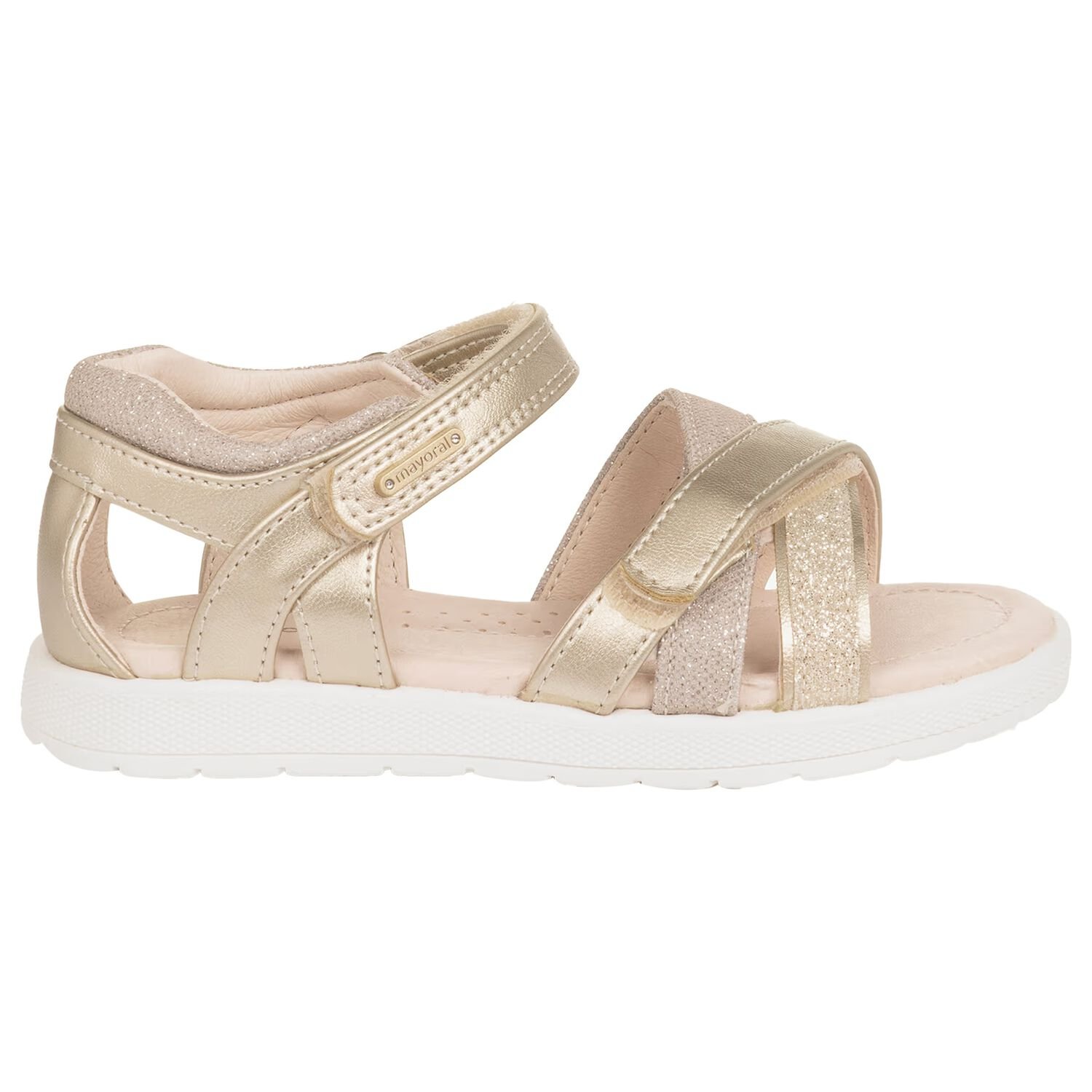 Younger Girls Gold Sandals, 1, hi-res