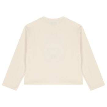 Girls Ivory Teddy Bear Long Sleeve Top