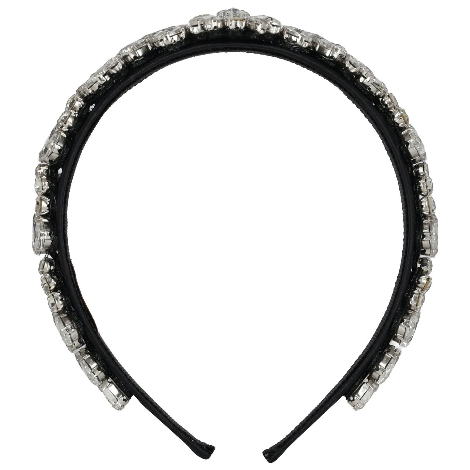 Girls Black Crystal Embellished Headband, 2, hi-res