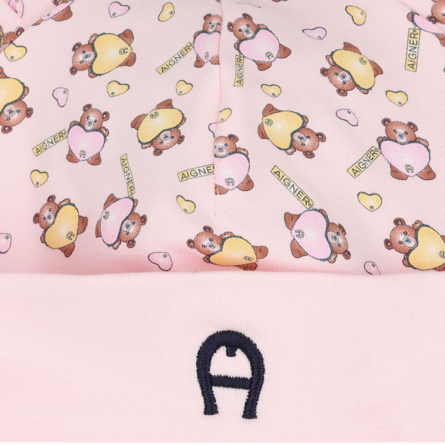 Baby Girls Pink Teddy Bear Hat, 1, hi-res