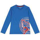 Boys Blue Logo Long Sleeve Top, 2, hi-res