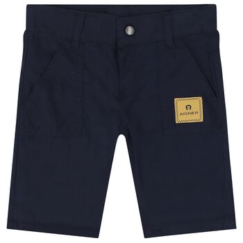 Younger Boys Navy Logo Shorts