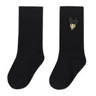 Girls Black Bow Socks, 3, hi-res