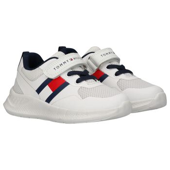 Boys White Logo Trainers