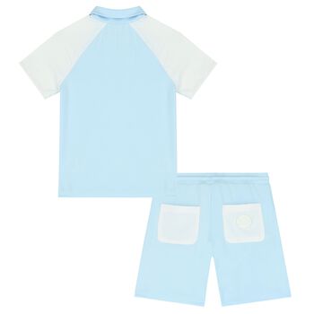 Boys Blue & White Logo Shorts Set