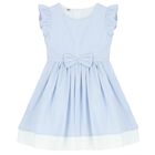 Girls Blue & White Striped Dress, 1, hi-res
