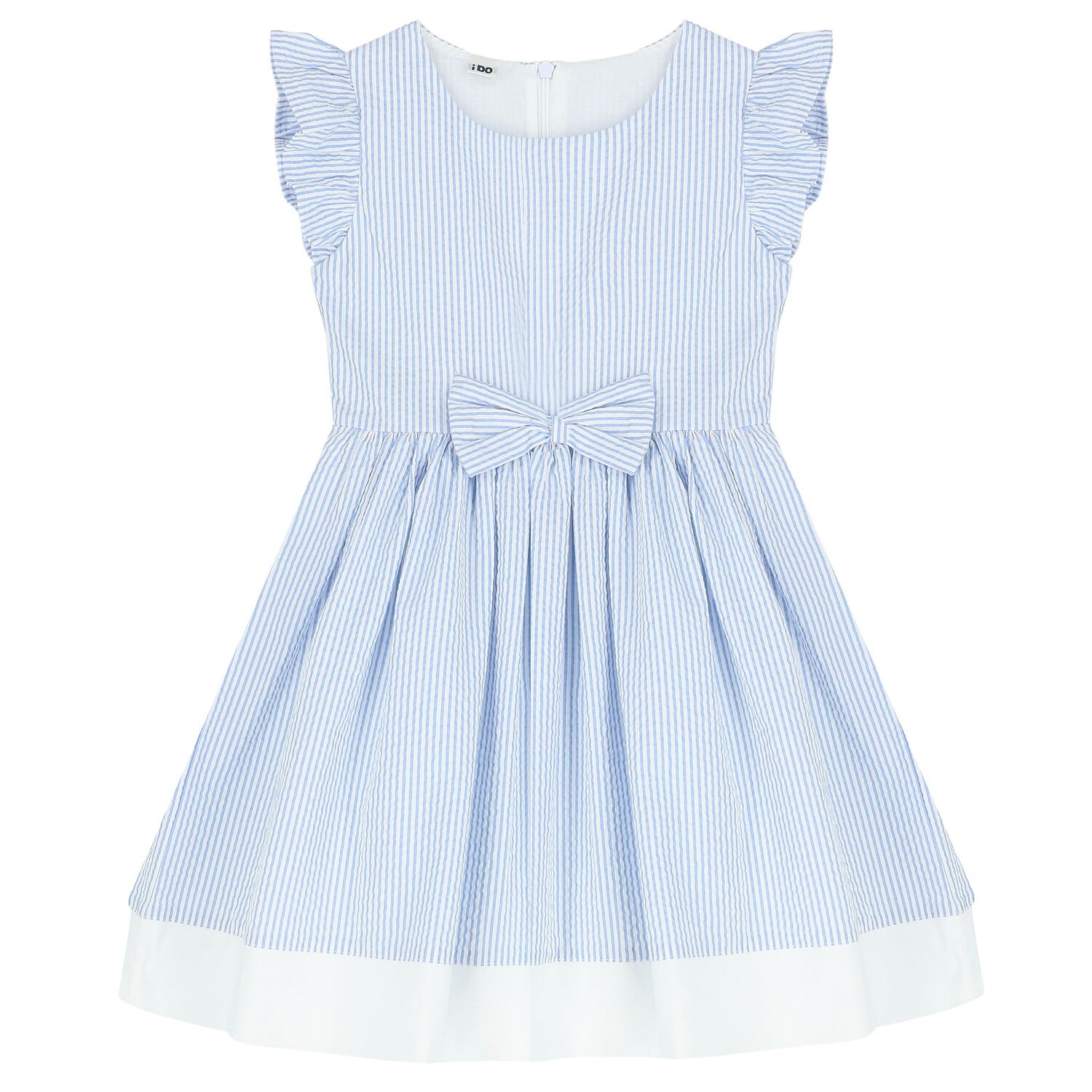 Girls Blue & White Striped Dress, 1, hi-res image number null