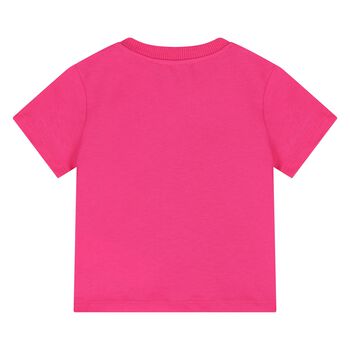 Younger Girls Pink Teddy Bear Logo T-Shirt
