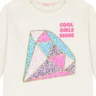 Girls Ivory Sequin Diamond Long Sleeve Top, 2, hi-res