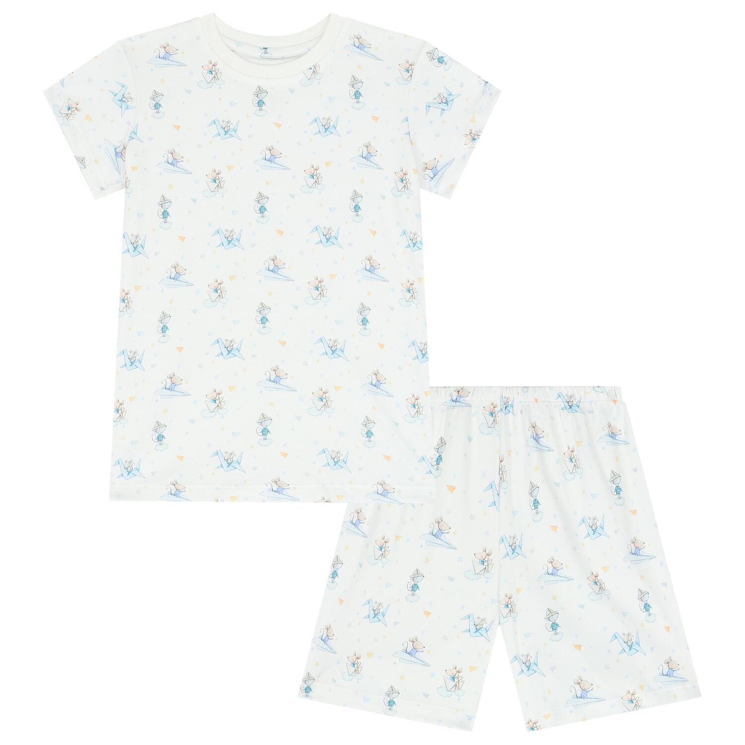 Boys White Cute Mouse Pyjamas, 1, hi-res image number null