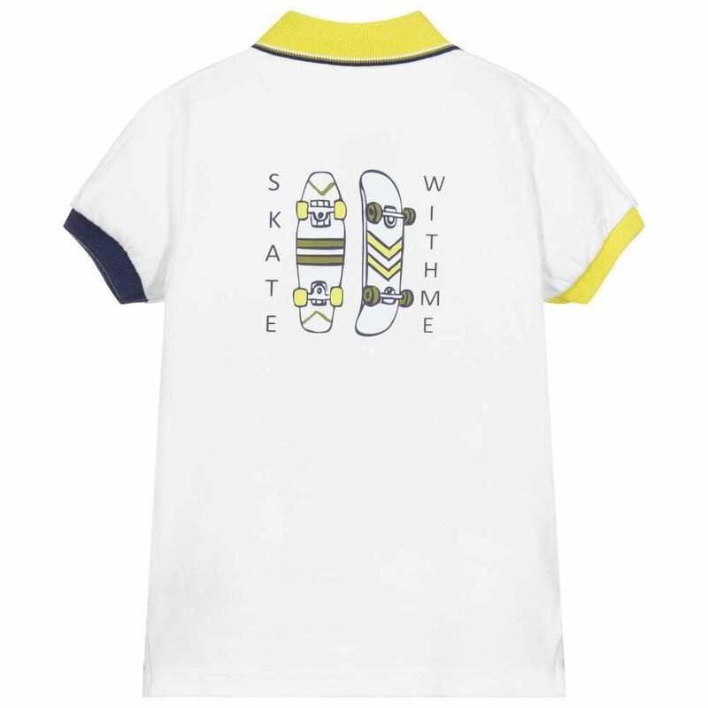 Boys White Cotton Polo Shirt, 1, hi-res image number null