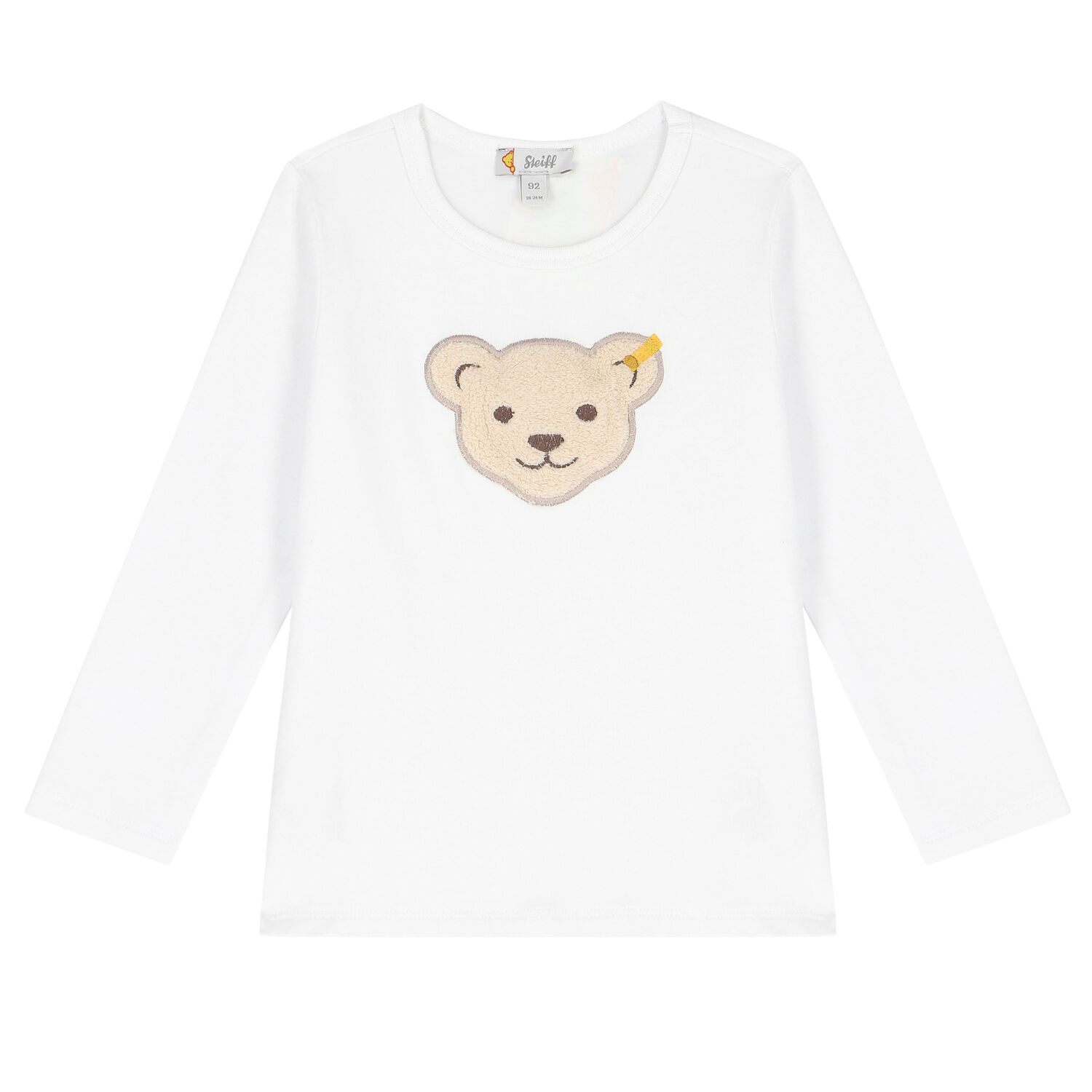 Boys White Teddy Long Sleeve Top, 1, hi-res image number null
