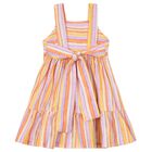 Girls Orange & Lilac Striped Dress, 1, hi-res