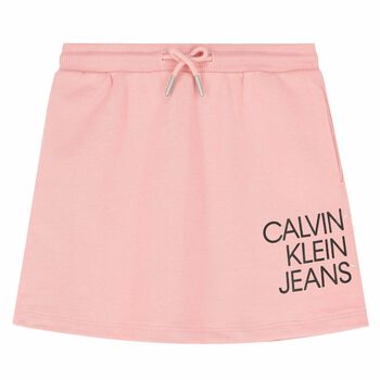 Girls Pink Organic Cotton Logo Skirt
