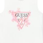Girls White Cotton Floral Logo Dress, 1, hi-res