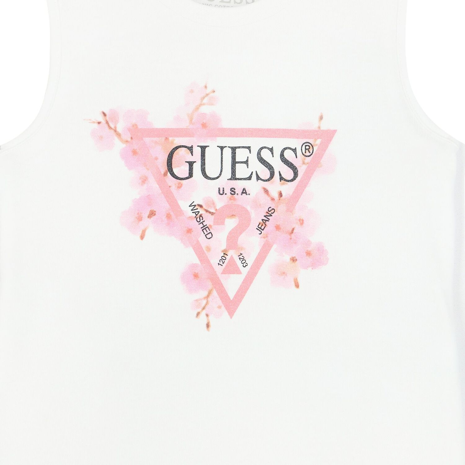 Girls White Cotton Floral Logo Dress, 1, hi-res image number null