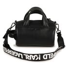 Girls Black Faux Leather Handbag, 1, hi-res