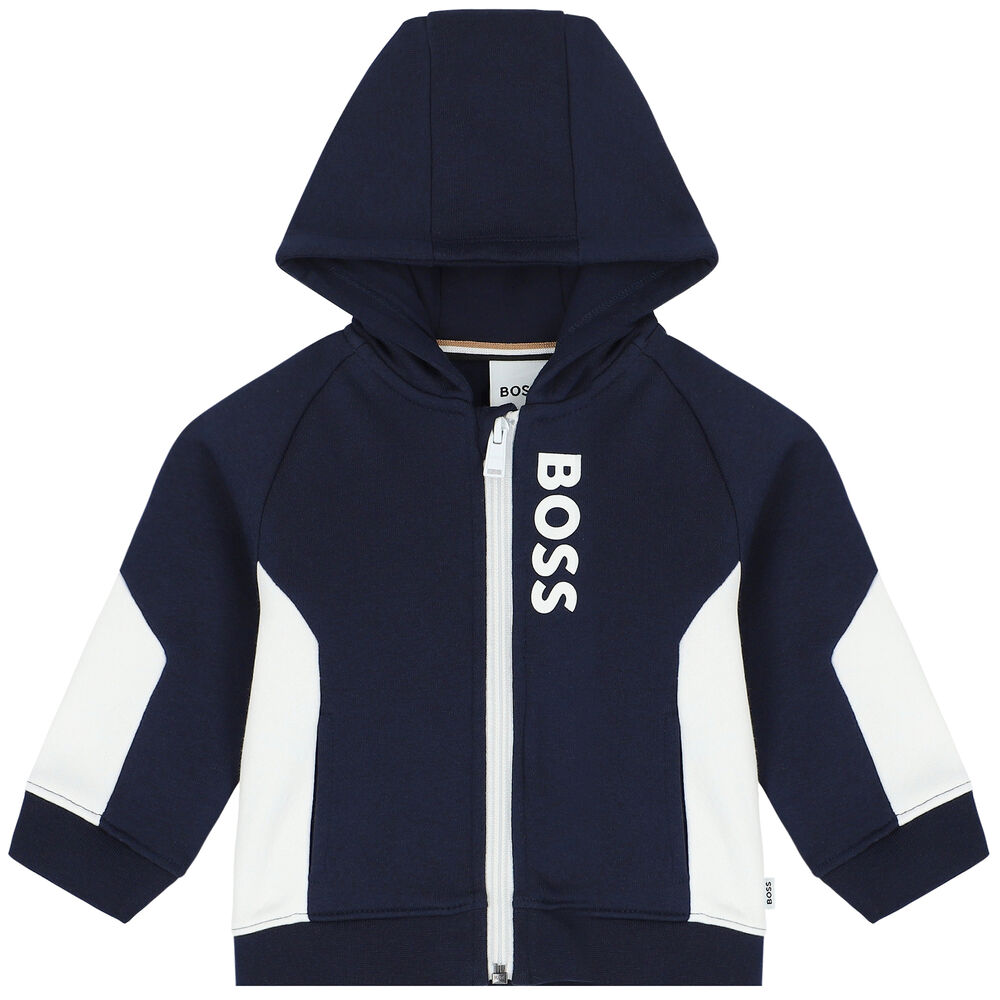 BOSS Baby Boys Navy Logo ZipUp Hooded Top Junior Couture UAE