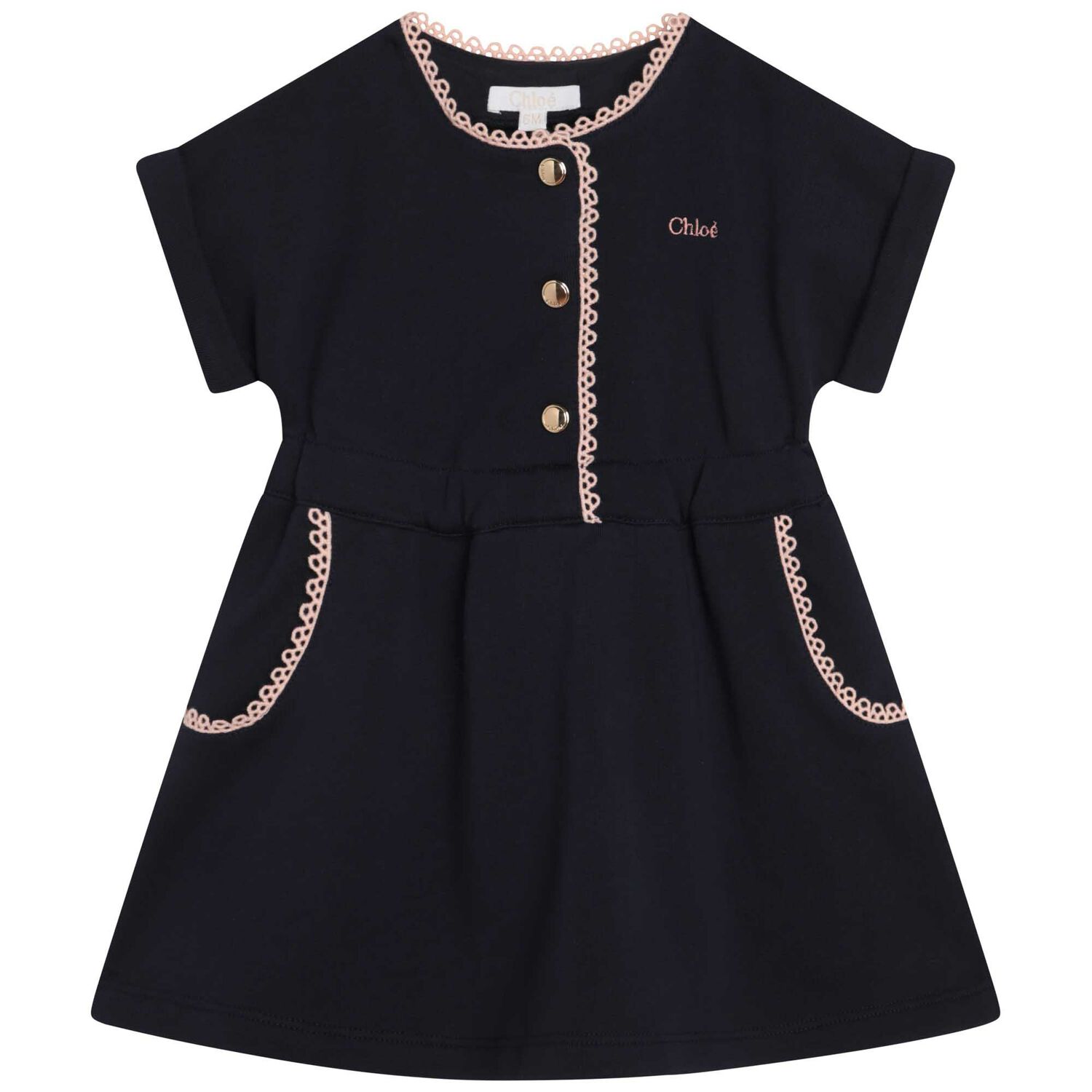 Younger Girls Navy Logo Dress, 2, hi-res