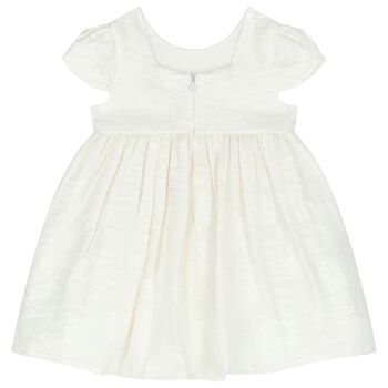Younger Girls Ivory Jacquard Dress