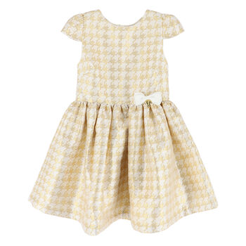 Girls Ivory & Gold Dress