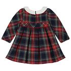 Younger Girls Navy Blue & Red Check Dress, 1, hi-res
