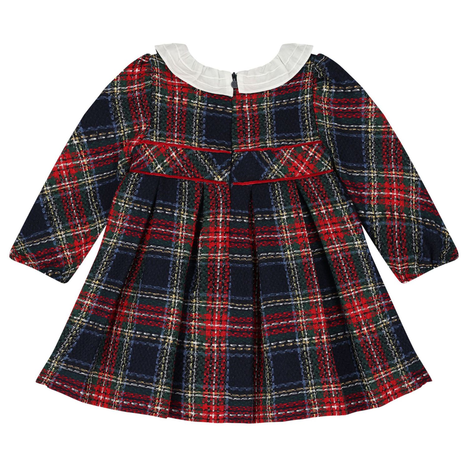 Younger Girls Navy Blue & Red Check Dress, 1, hi-res