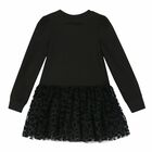 Girls Black Logo Dress, 1, hi-res