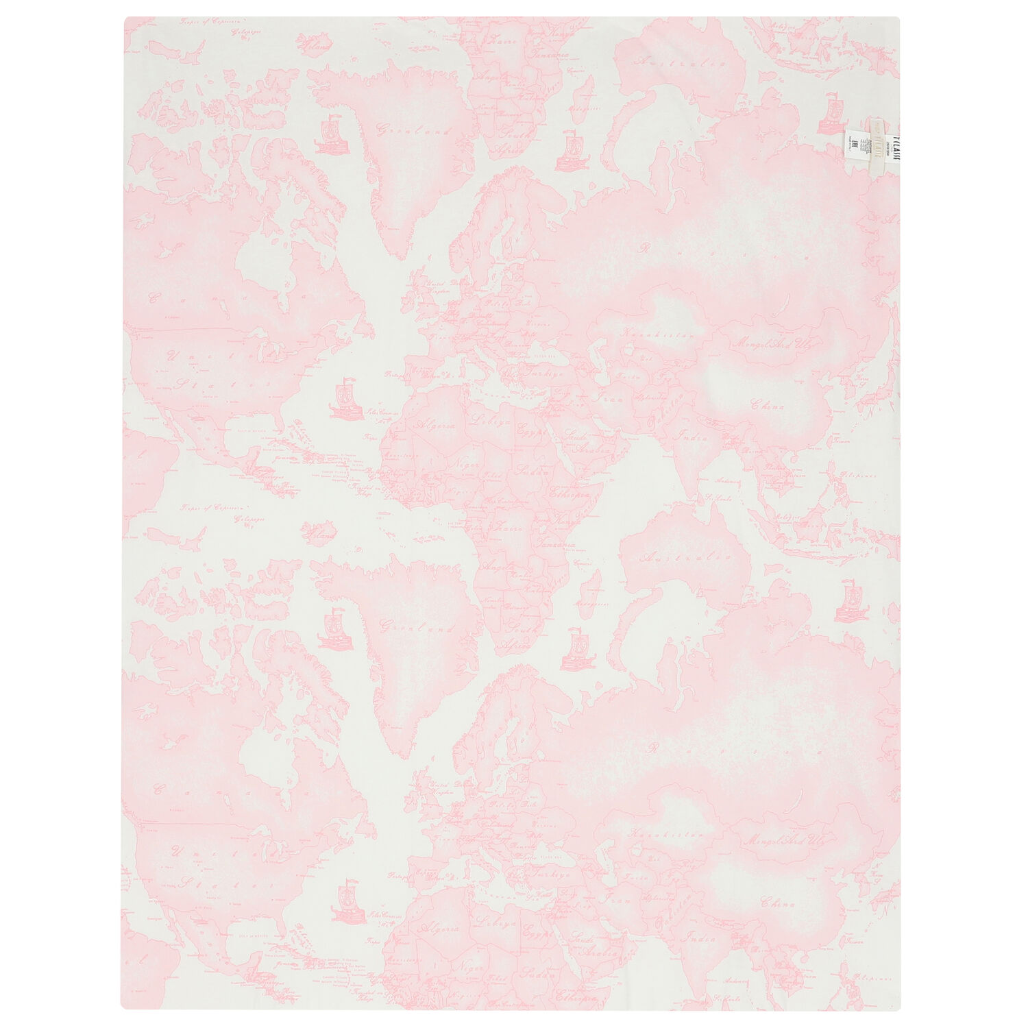 بطانية بشعار خريطة باللون الوردي و العاجي للأطفال , 4, hi-res image number null