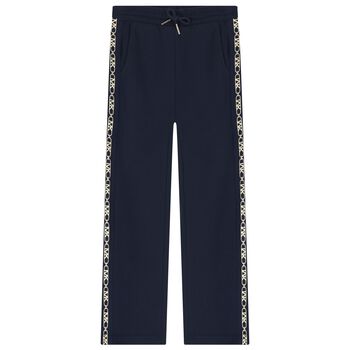 Girls Navy Blue Logo Joggers
