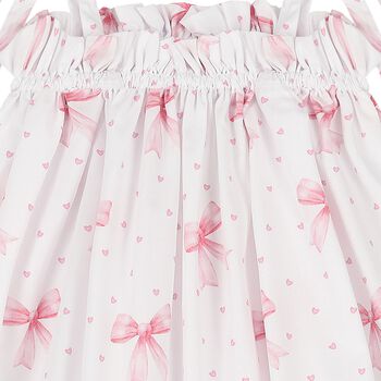 Girls White & Pink Bow Beach Dress