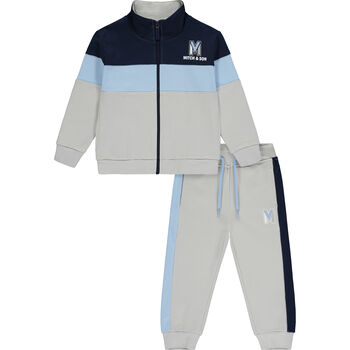 Boys Grey & Blue Logo Tracksuit