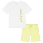 Boys White & Yellow Shorts Set, 1, hi-res