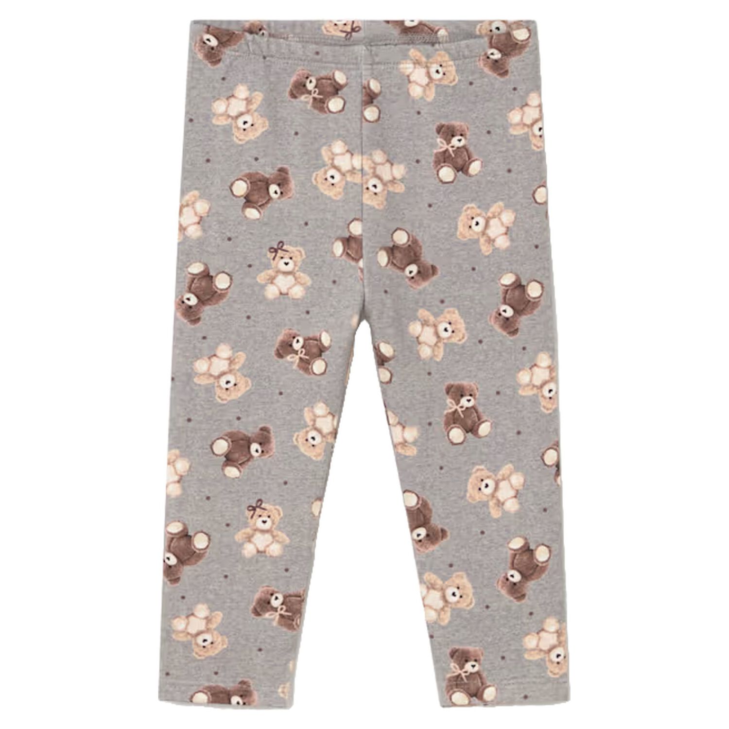 Younger Girls Grey Teddy Bear Leggings, 1, hi-res
