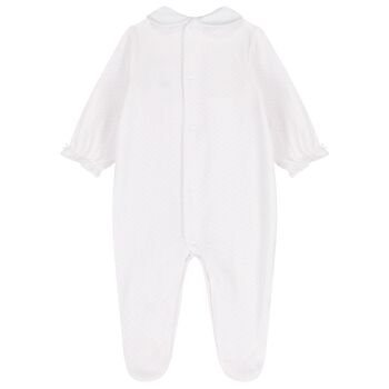 طقم ملابس اطفال مزخرف بنقاط باللون الابيض والوردي للبنات